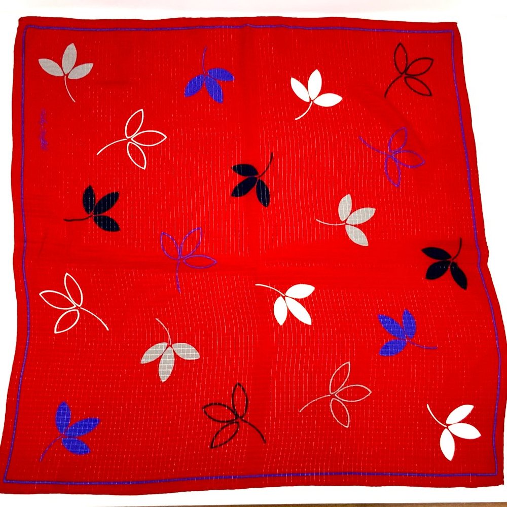 Vintage Fisba Stoffels Silk Red Abstract Floral Scarf  29" - Picture 3 of 16
